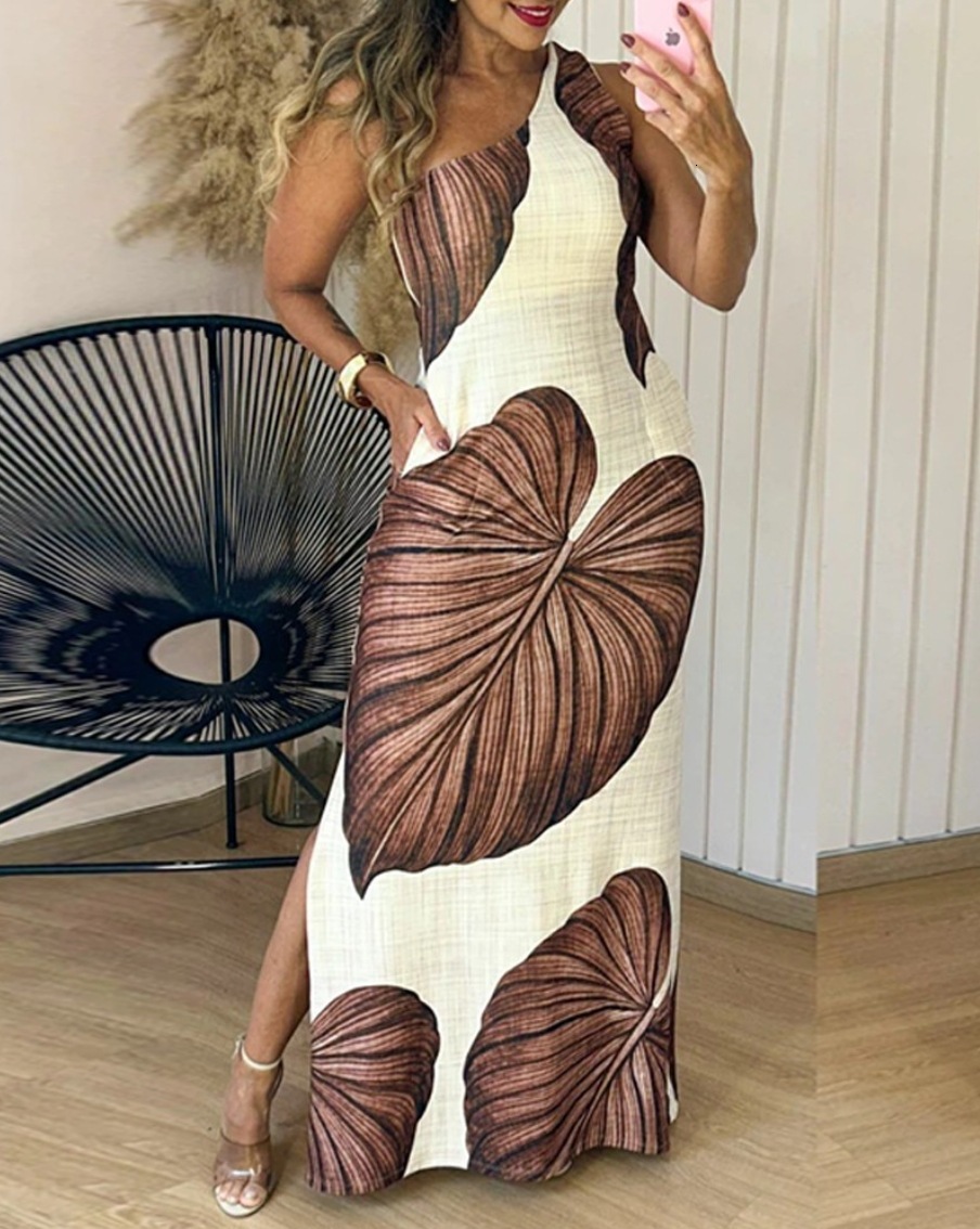 2025 summer new printed fashionable temperament sleeveless womens clothing sexy slim fit dress for women