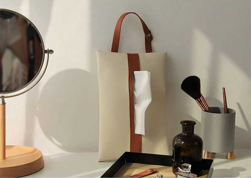 Chic Hangable Tissue Case Box PU Leather Home Car Towel Napkin Papers Dispenser Holder Box Case Table DecorationM251124