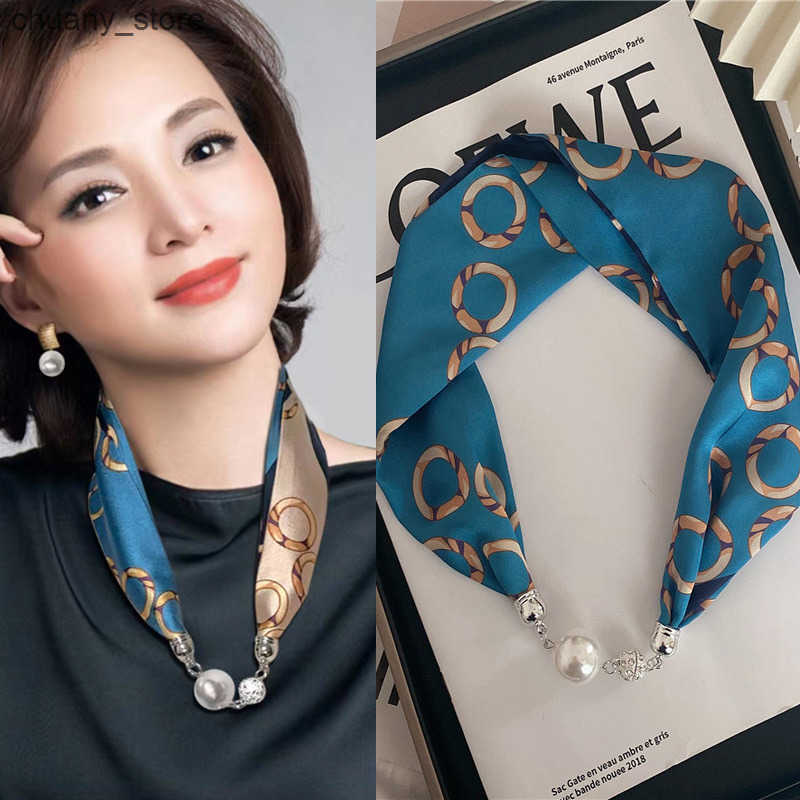 Magnetic buckle scarf for women in summer thin headband neck covering magnetic suction buckle neck decoration small strip neck protection belt narrow 