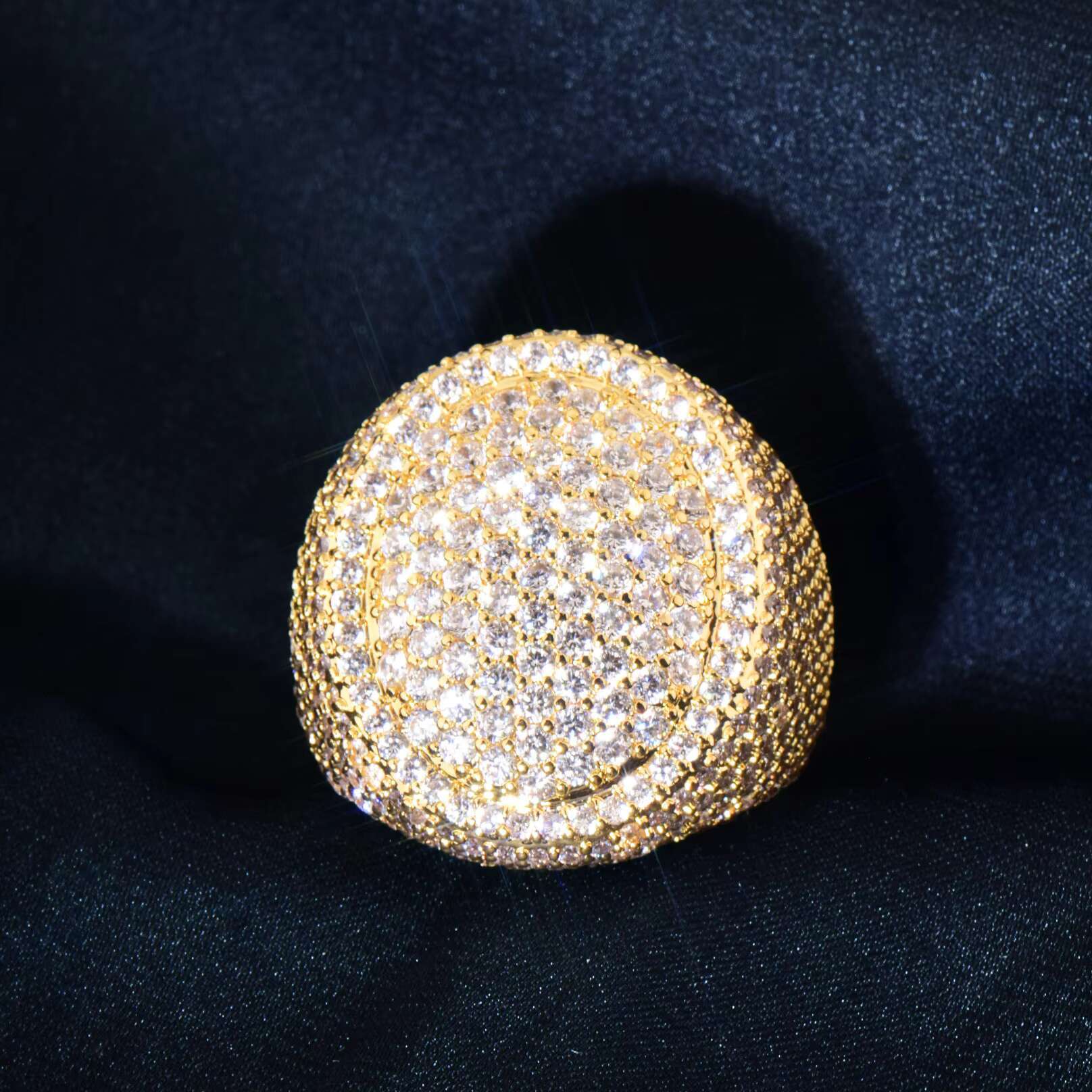 Hip Hop Gold Plated Icy Finger Rings Jewelry Fashion Iced Out Cubic Zirconia Pave Ring Men Diamond Chunky Gemstone Ring