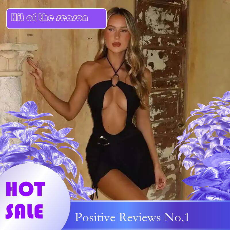 Dongdumaoyi Townlike Hollow Out Slim Bodycon Dress Women Halter Mini Spring Summer Backless Nightclub Sexy Party Dresses