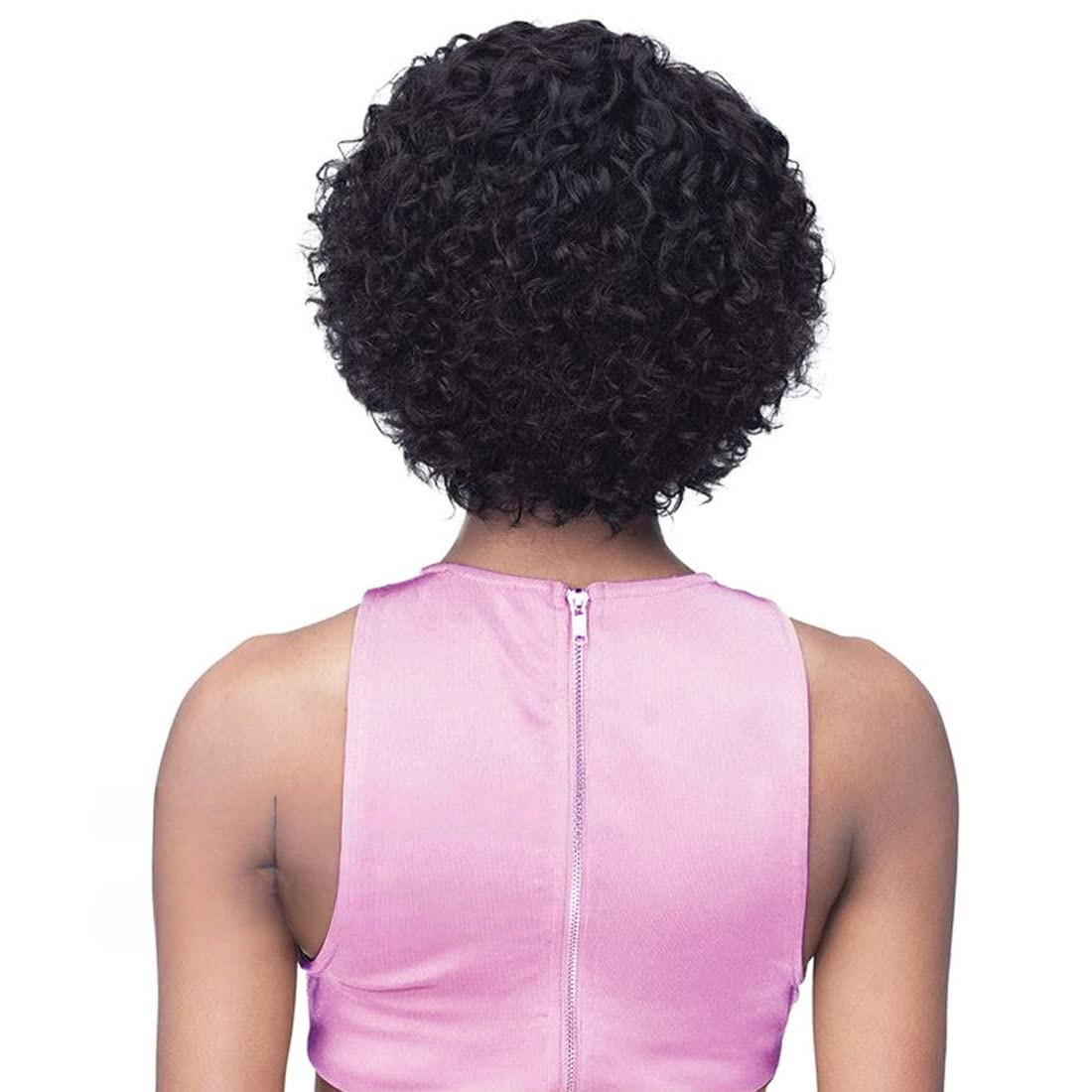 Natural Black Short Curly Pixie Cut Wig with Lace Front - 6 Inches | Hand-Tied & Plucked
