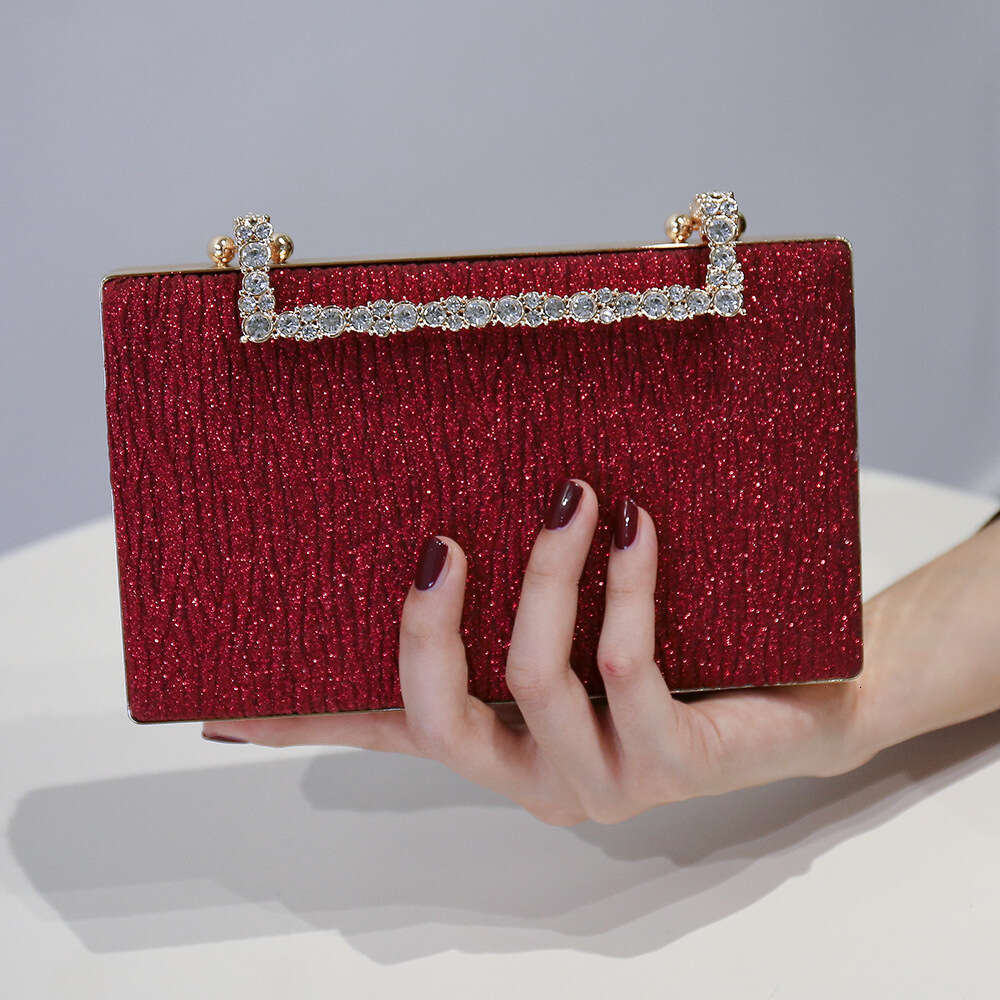 Dinner Bag Fashionable Pleated Red Diamond Decoration Bride Bright Pink Banquet Dress Bag Chaozhou KQ