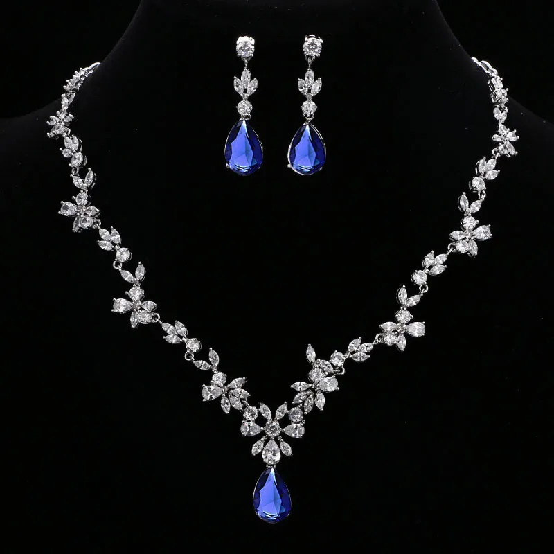 GMGYQ Classic Gorgeous 5 Colors Options Crystal Water Drop Jewelry Party Wedding Jewelry Sets For Elegant Women 250417