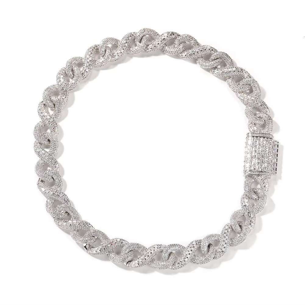 16 MM Iced Out Infinity Necklaces for Men AAA CZ Baguette Cz Prong Setting Cuban Link Chain Choker Hip Hop Jewelry for Gift