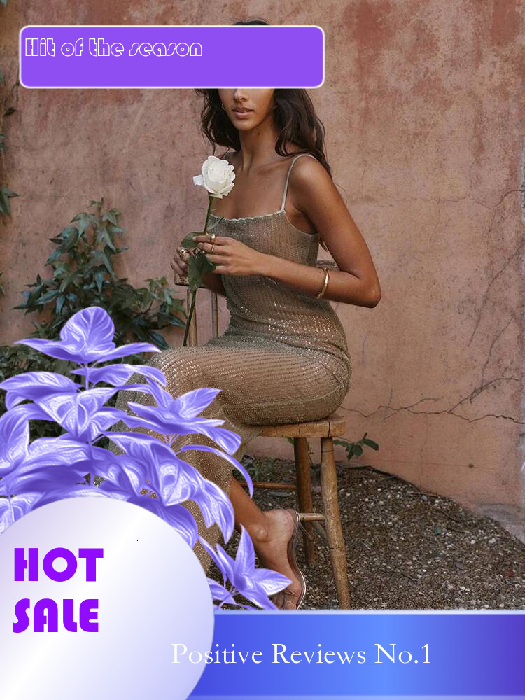 Dongdumaoyi Townlike Nightclub Sequin Sexy Party Dress Spaghetti Strap Summer Slim Bodycon Midi Long Dresses Elegant Vestidos