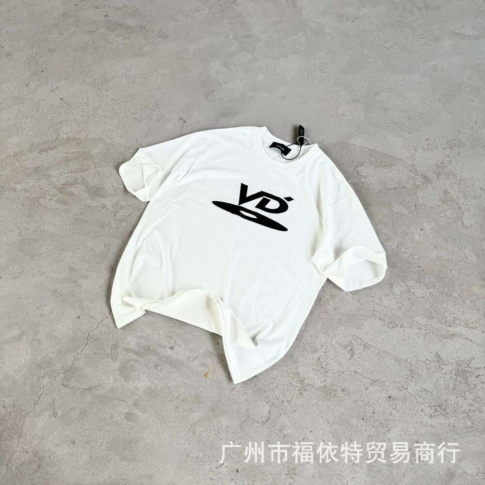 Meichao High Street VD CD letter print niche black white round neck short sleeved casual loose top T-shirt for men and women