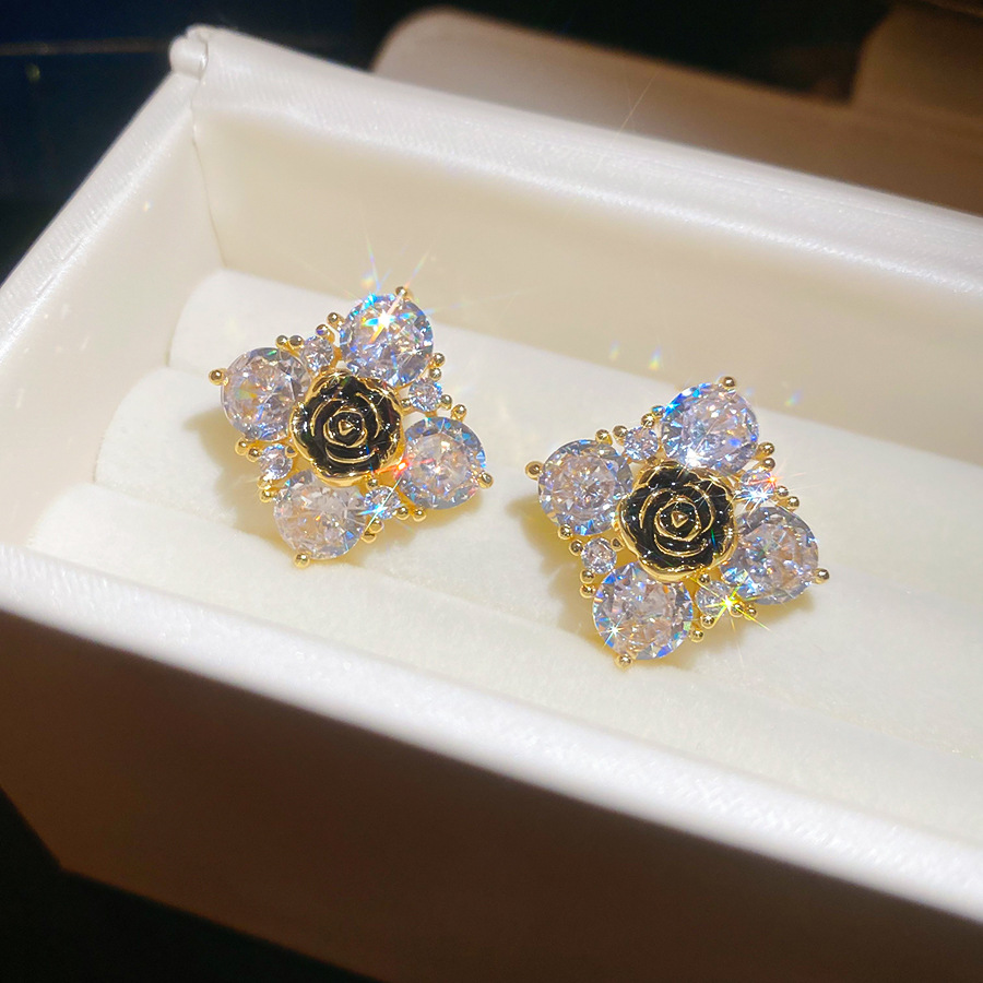 Vintage Silver Needle Flower Multi-Wear Retro Niche Design Sense Stud Light Luxury High-End Earrings - view 7