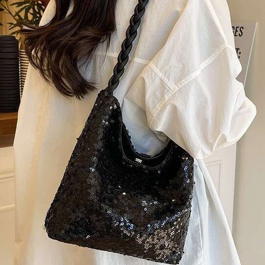 2025 Evening Package Spring New Glitter Decorative Fashion Single Shoulder Underarm Bucket Korean Edition Women's Bag