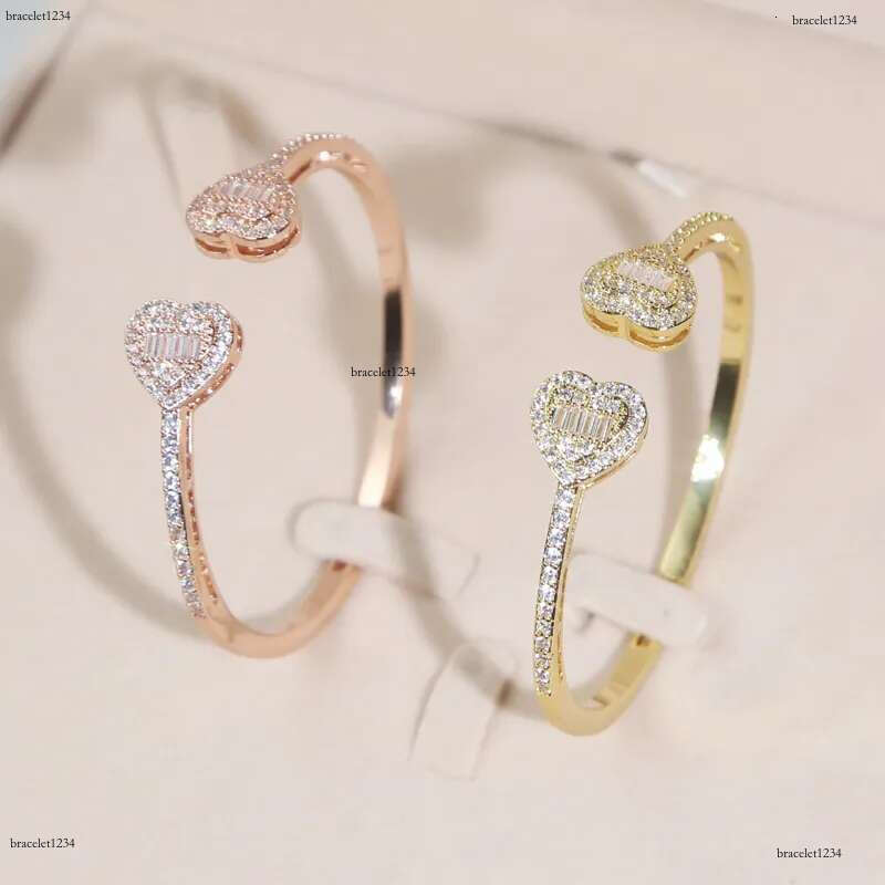 Free Shipping Heart Love Shape Adjustable Bangle Bracelet Women Men Hip Hop Iced Out Bg Cubic Zirconia Couple Jewelry Gift