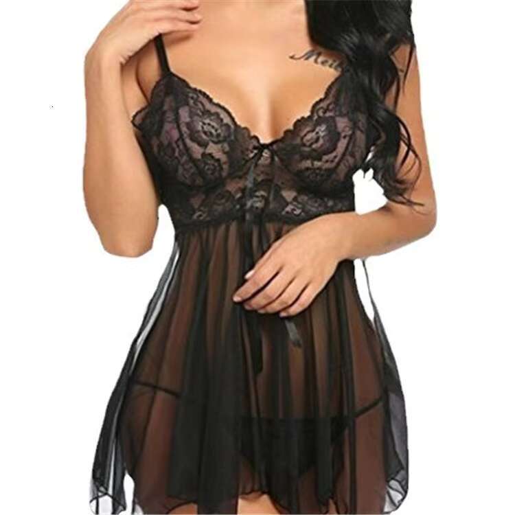 Sexy Lingerie Women Crotchless Sleepwear Pamas Lace Night Dress Exotic Female Underwear Nightgown G-String Erotic Costumes