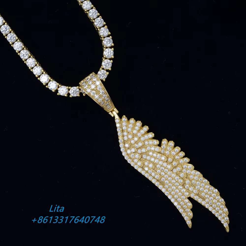 Hot Sale Mens Necklace Hip Hop Rapper Bling Silver Gold Plated Vvs Moissanite Jewelry Pendant