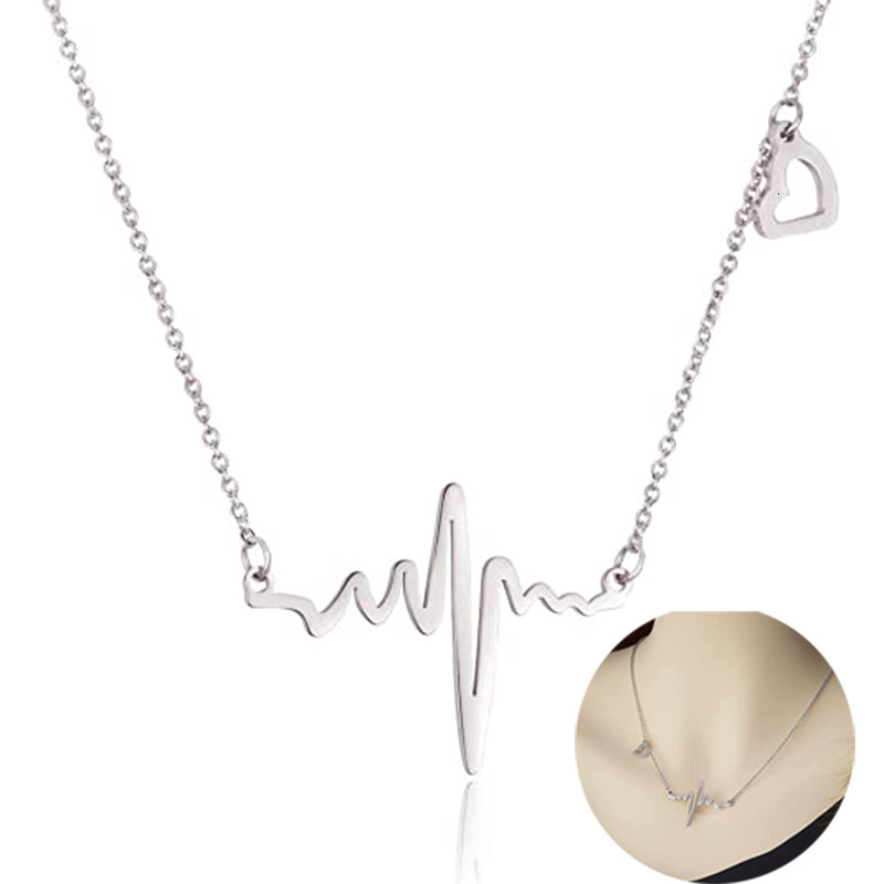 Top Source Fashion Accessories Simple, Fashionable, Neutral, Versatile, Couple Heartbeat Love Titanium Steel Non Fading Necklace