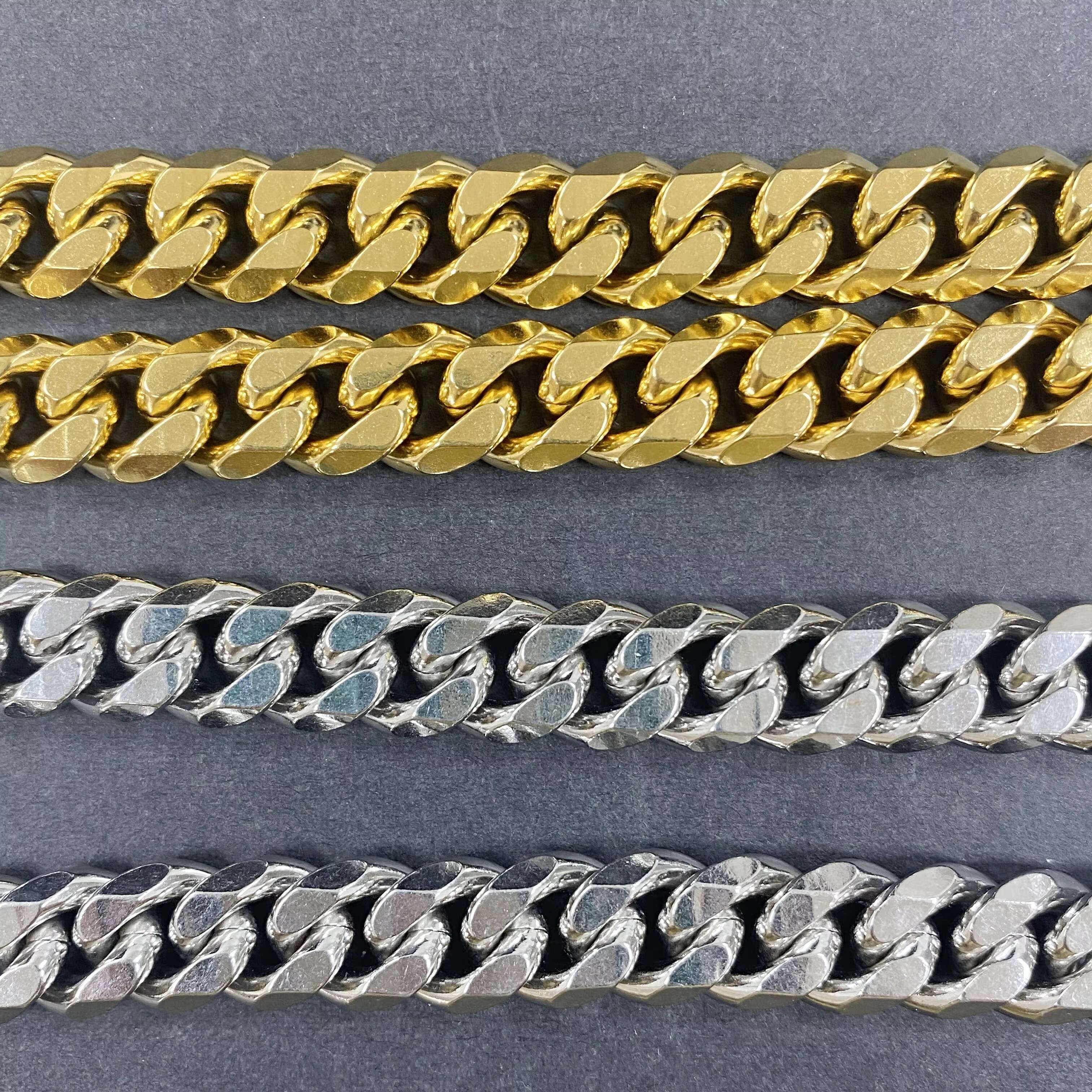 Olivia Wholesale Waterproof 12mm Man Cuban Link Chain Stainless Steel 18k 22k Gold Silver Plated Chunky Fashion Jewelry
