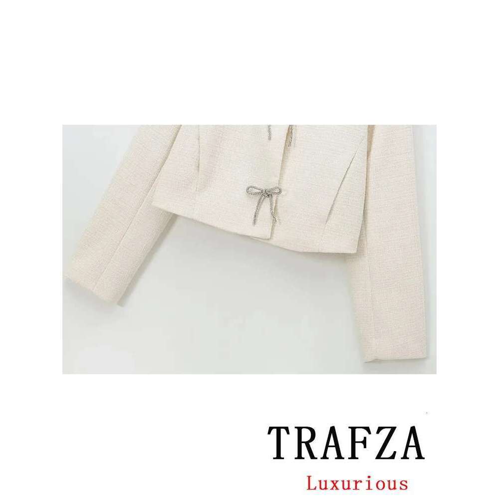 Designer Clothes TRAFZA Vintage Casual Chic Women Jackets Solid Bow Button Long Sleeve Coats New Fashion Autumn Winter Jacket Outwear