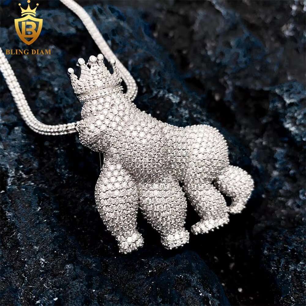 New Custom Hip Hop Necklace 925 Sterling Silver Moissanite Animal Charms Diamond Iced Out Pendant