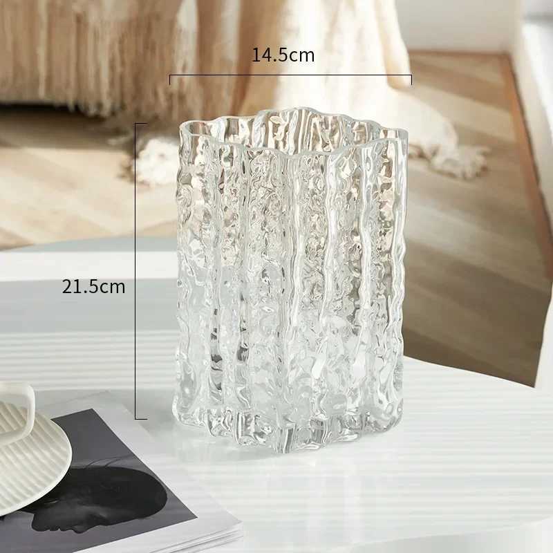 Finnish Glacier Vase Nordic Simple Transparent Glass Flower Hydroponic Decoration Flower Light Luxury Table Flower Arrangement C251124