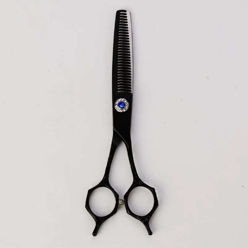 6.0Inch Electroplated Black Seamless Flat and Tooth Hairdressing Salon Barber Professional Hair-cutting Scissors Set