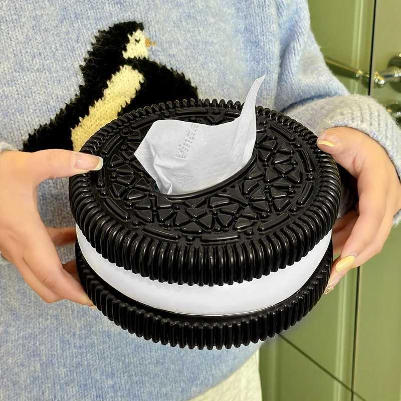 Creative Minimalist Oreo-Inspired Tissue Box Home Decor Tissue Case Bedroom Desktop Stylish Decorative Paper DispenserM251124