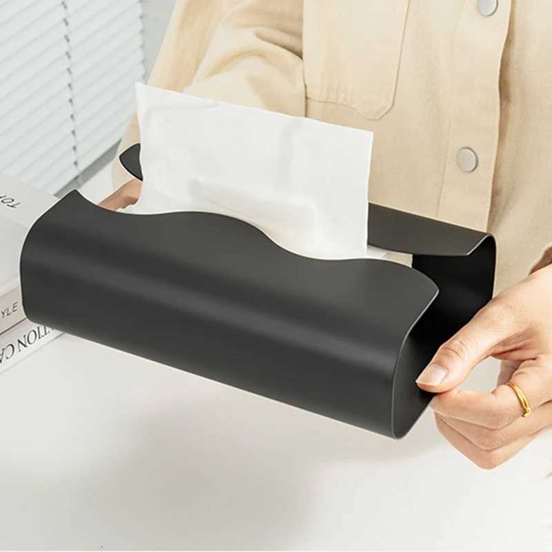 Nordic Home Kitchen Organization Stainless Steel Black Tissue Box Tissue Dispenser Tissue Paper Box Luxury Napkin HolderM251124