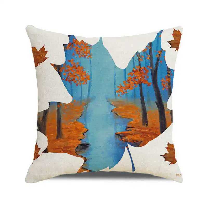 Happy Thanksgiving Autumn maple leaves Digital printing short plush pillow covers for car sofa office cushion cover home goods G251124