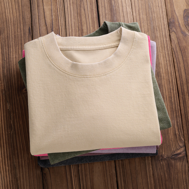 230G Washed Worn Short Sleeved T-Shirt Made Of Pure Cotton With Half Sleeves And Oversized Top For Men's Summer