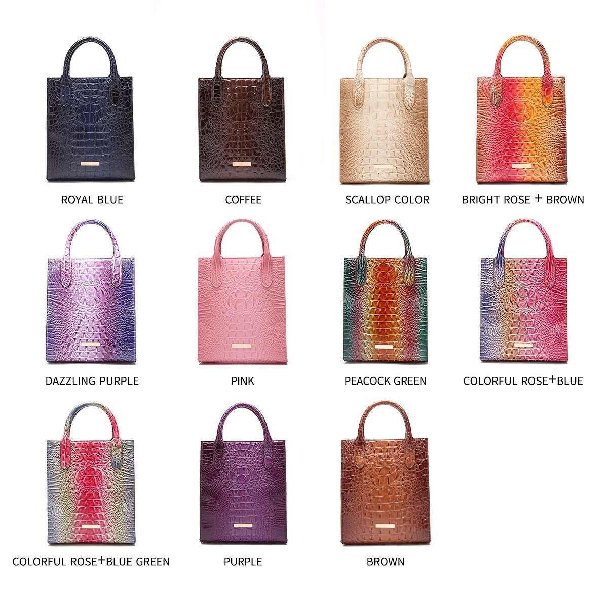 Vintage Crocodile Pattern Tote PU Satchel Bag Women's Classic Handbag For Commute