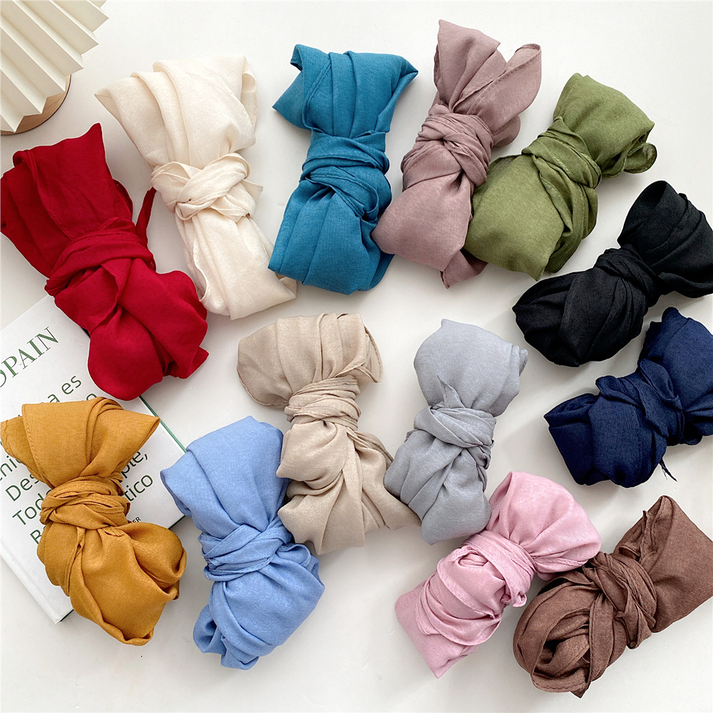 K503 Cotton and linen solid color large diamond scarf silk scarf women spring autumn summer fashion neck protection literary decorative scarf
