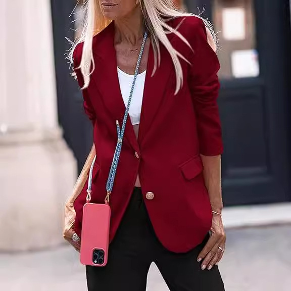 2024 long sleeved small suit new style temperament professional slim fit jacket womens clothing