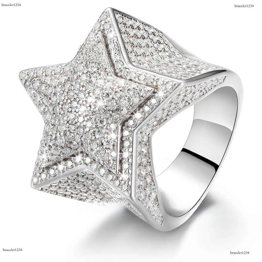 Luxury designer VVS Moissanite Ring with GRA Certificate Hip Hop Men Women's Fine Jewelry Ice Out Gold Plated Ring Free shipping