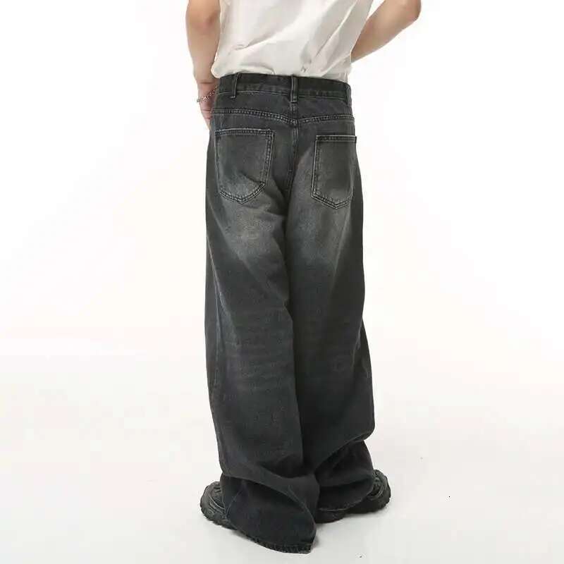 IEFB Vintage Men's Baggy Trousers 2023 New Streetwear Wide Leg Loose Denim Fashion Distressed Straight Pants 9C1519