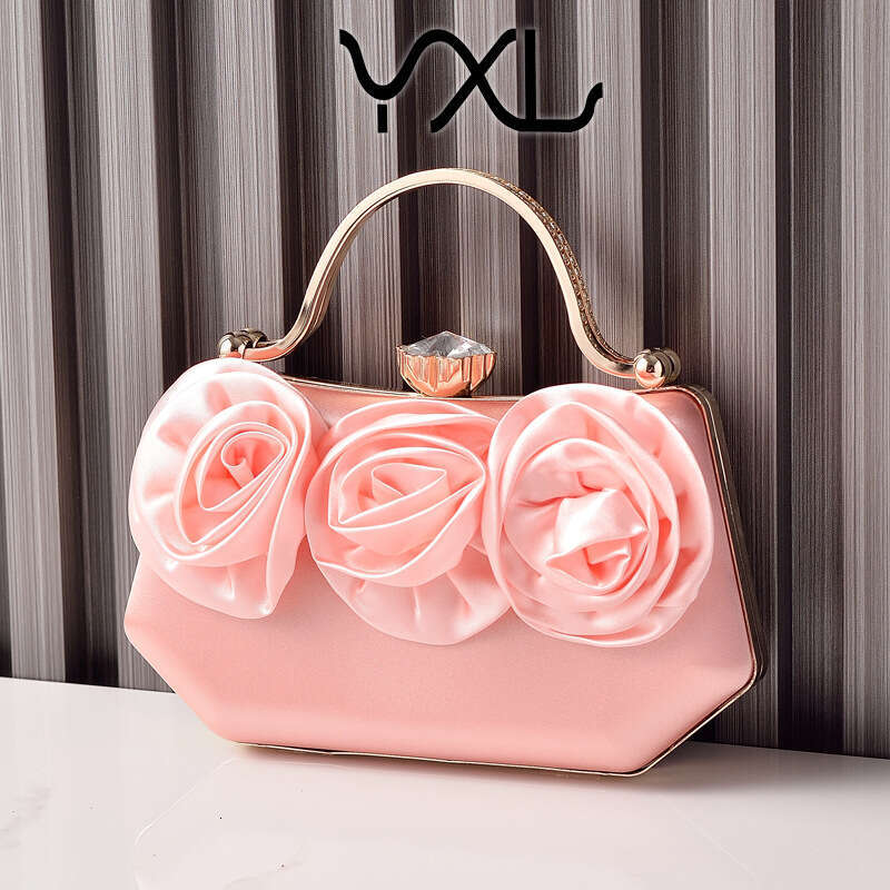 Dinner Bag New Silk Flower Banquet Match Party Handheld Diamond Set Evening Dress Bag KQ