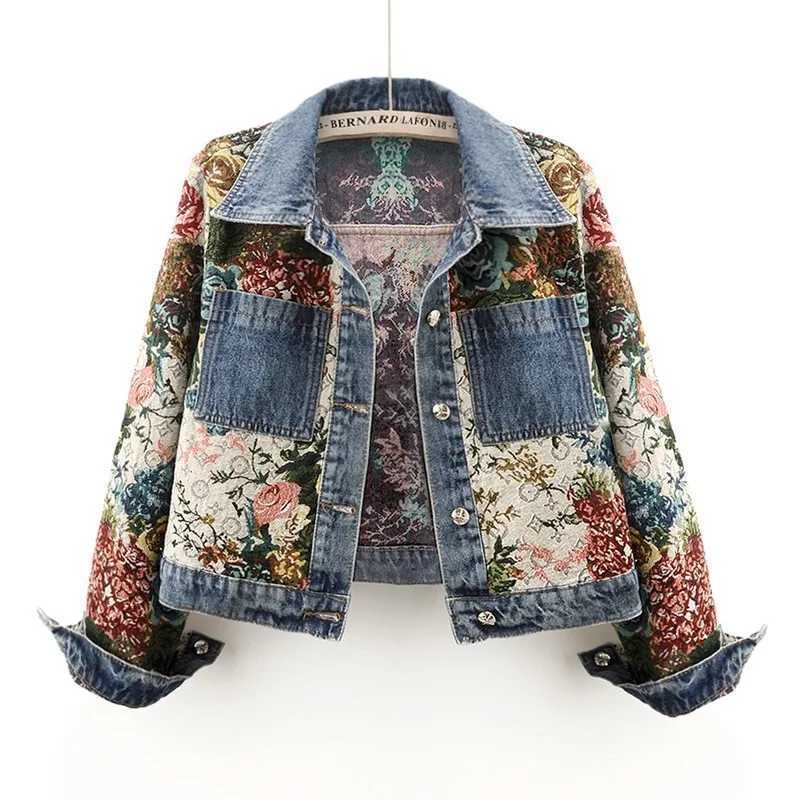 Spring Autumn New Womens Denim Jacket Fashion Ruffled Doll Collar Jacquard Long Sleeves Short Cowboy Coat Female J251124