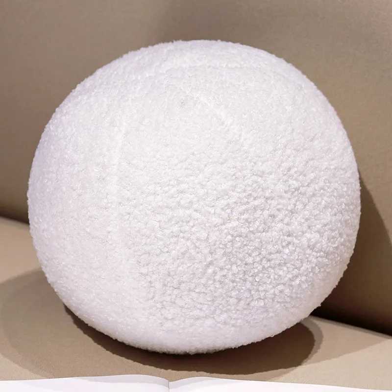 Round Ball Shape Cushion Soft White Plush Throw Pillows with PP Cotton Filling Home Sofa Room Car Decoration Festival gifts G251124