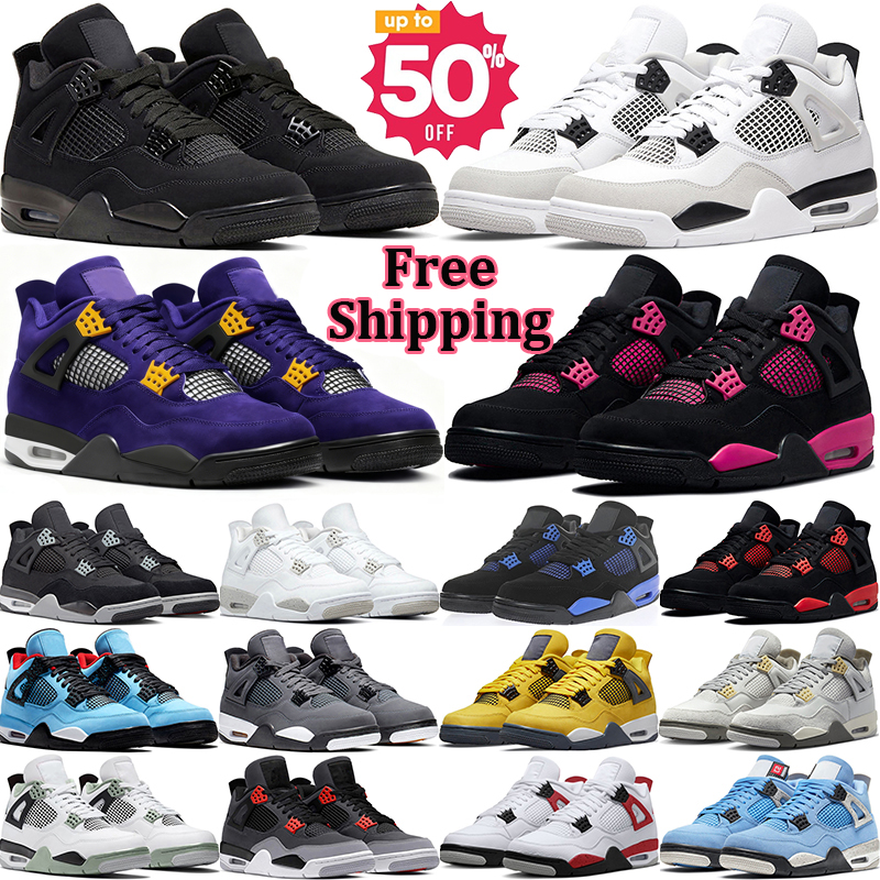 4 Men 4s Basketball Desinger Shoes Black Cat University Women White Pure Money Pink Thunder Oreo Military Blue Sneakers with BOX