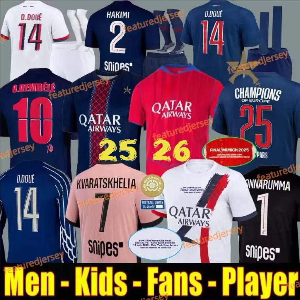25 26 maillot de foot O. DEMBELE psges jersey hakimi G. RAMOS 2025 football shirts men soccer jerseys kids set equipment hommes enfants pink fourth 4th kits