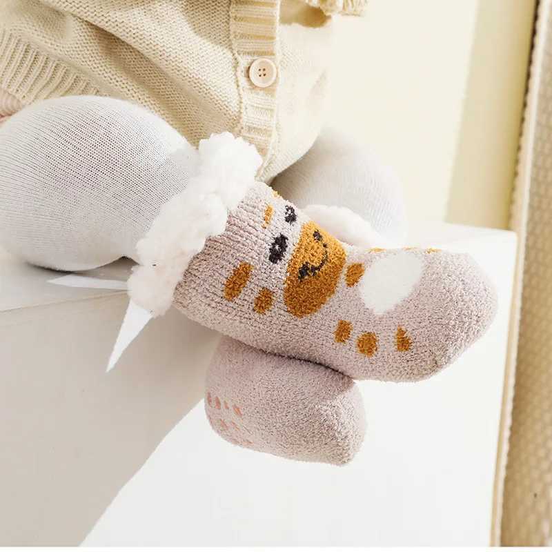 Cute Winter Baby Christmas SOCKS Thicken Cotton Warm Newborn Kids Floor Sock Non-Slip CHIldren SOCKS For 0-4 Years G251124