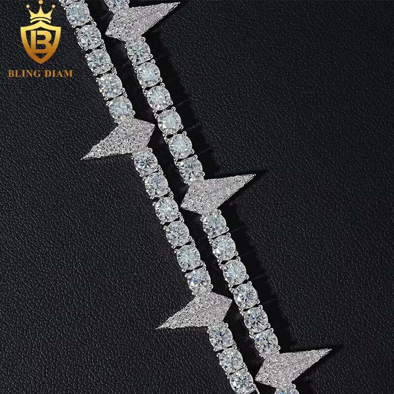 Pass Diamond Tester Iced Out 925 Sterling Silver Hip Hop Vvs Moissanite Hip Hop Lab Diamond Jewelry Tennis Bracelet Chain