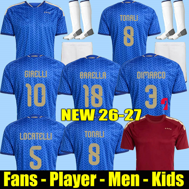 Maglia italia soccer jerseys 2026 2027 home away 26 27 ITALYS football shirts women adult kids kit fans player short sleeve top quality GOALKEEPER tonali