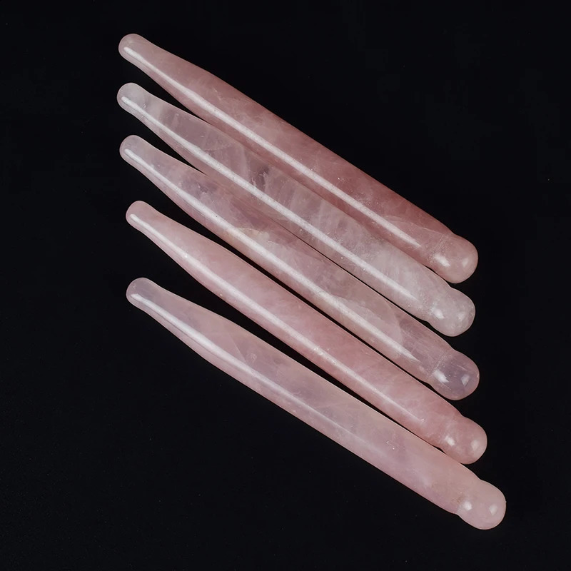 2Pcs Massage Eye Sticker Natural Rose Quartz Face Body Crystal Mineral Stone Massager Health Skin Care Gua Sha Tool Wand 250418