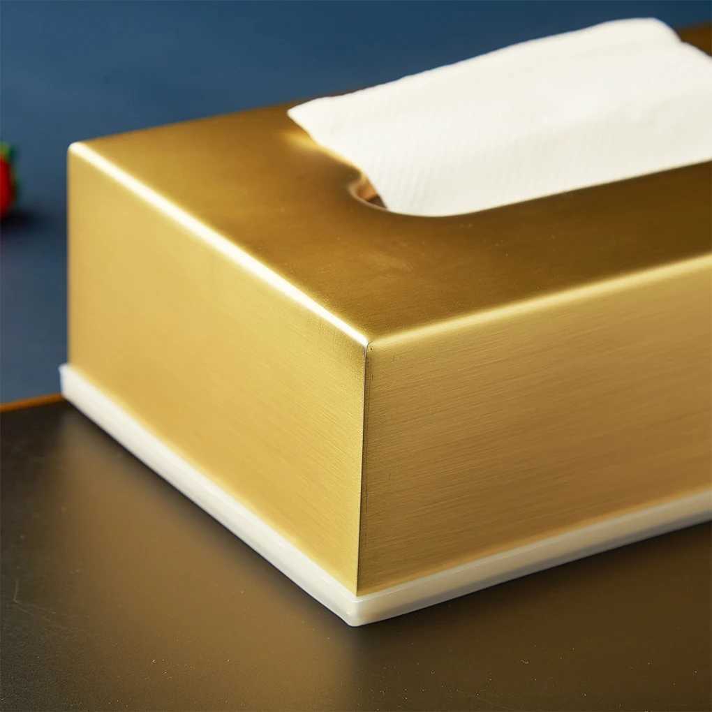 Stainless Steel Versatile Tissue Box Home Living Room Gold Light Luxury Style ins Napkin Box Suitable For Room Home Or OfficeM251124