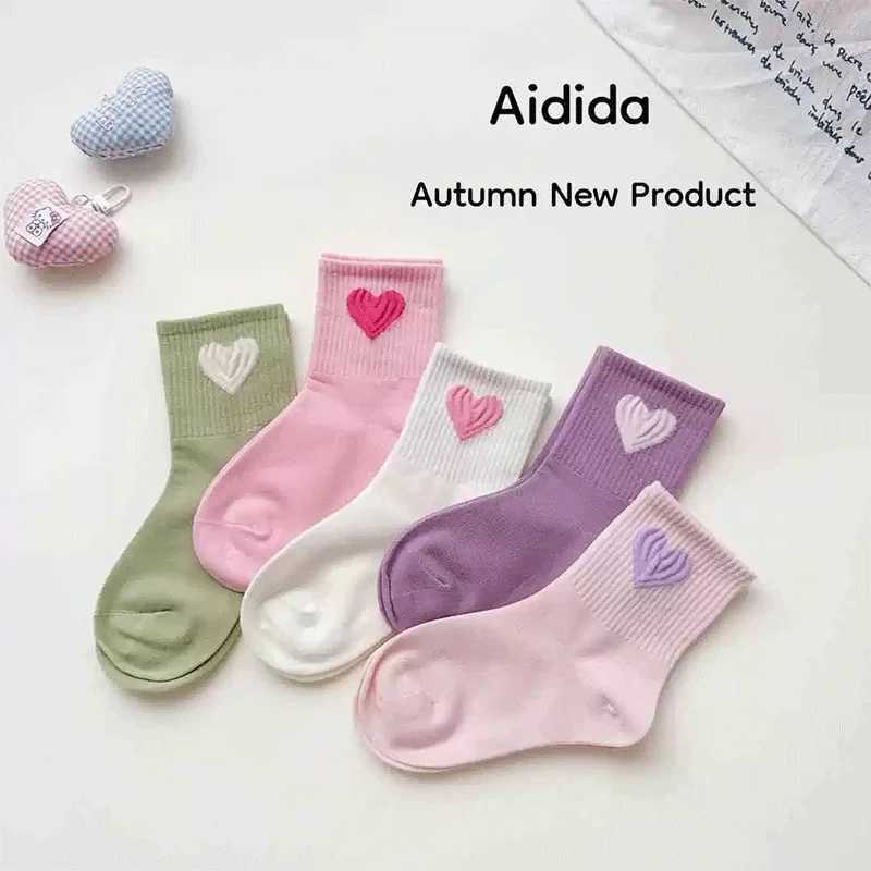 Girls Mid-Calf Socks 1-14 Years Quick-Dry Polyester High Elasticity Anti-Wrinkle Athletic Non-Slip 5Pairs G251124