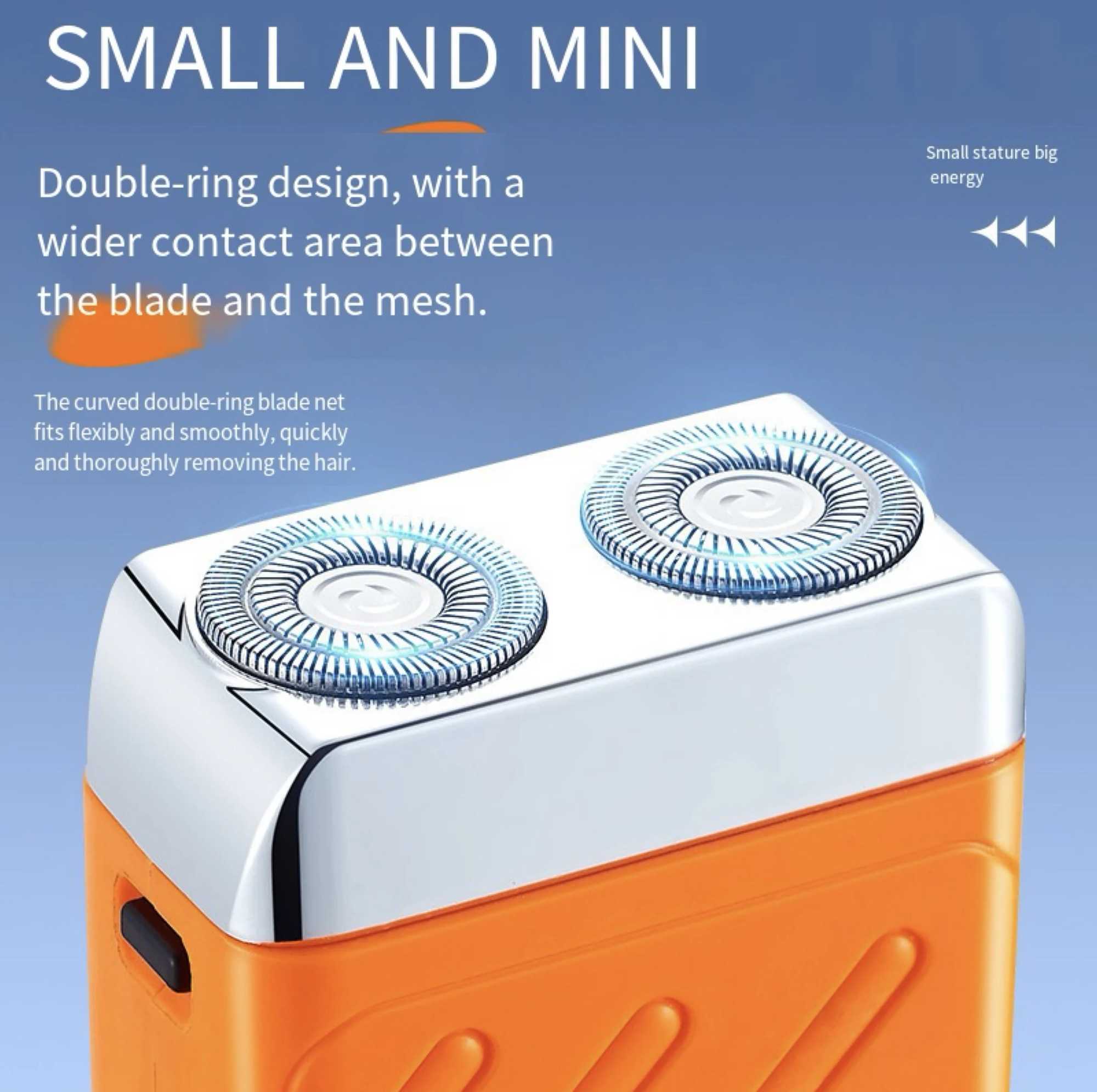 Mini Electric Shaver Dual Head Waterproof Type-C Rechargeable Shaver Travel Rotary Razor Mens Portable Hair Beard Trimmer Tool L251124