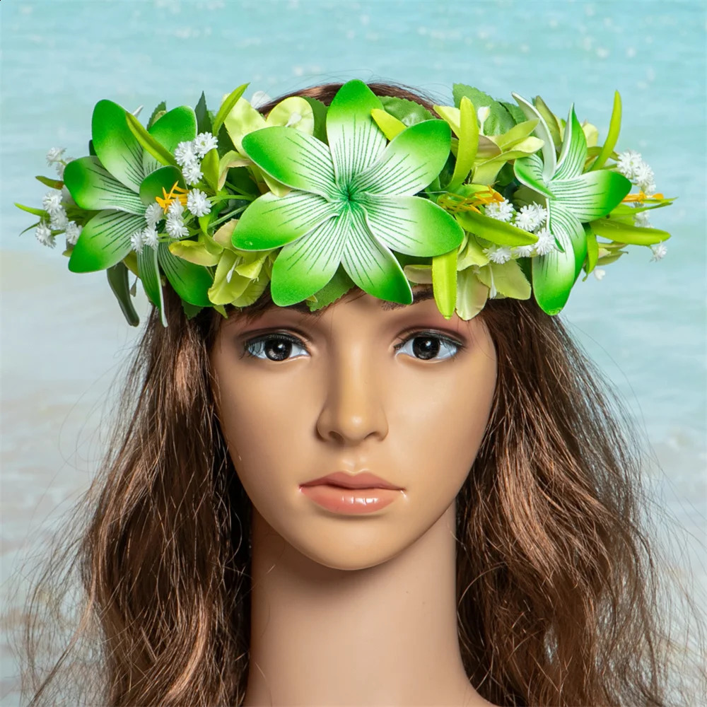 Tropical Haku Head Lei Poo Hawaii Style Tiare Flowers with Spider Lily Crown Handcrafted Gifts Hula Dancing Performace 250420