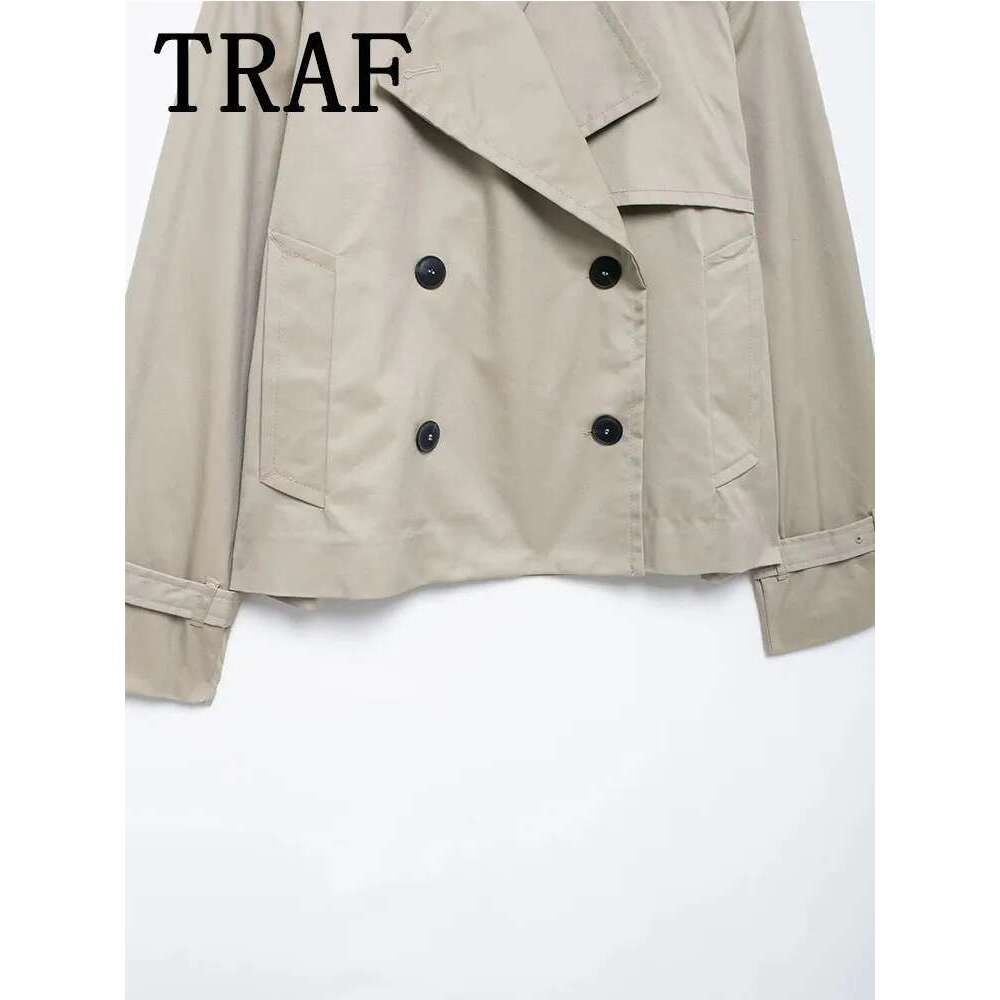 Designer Clothes Streetwear Cropped Jacket Autumn Double-Breasted Jackets For Women Long Sleeve Coat Woman Casual New Outerwear