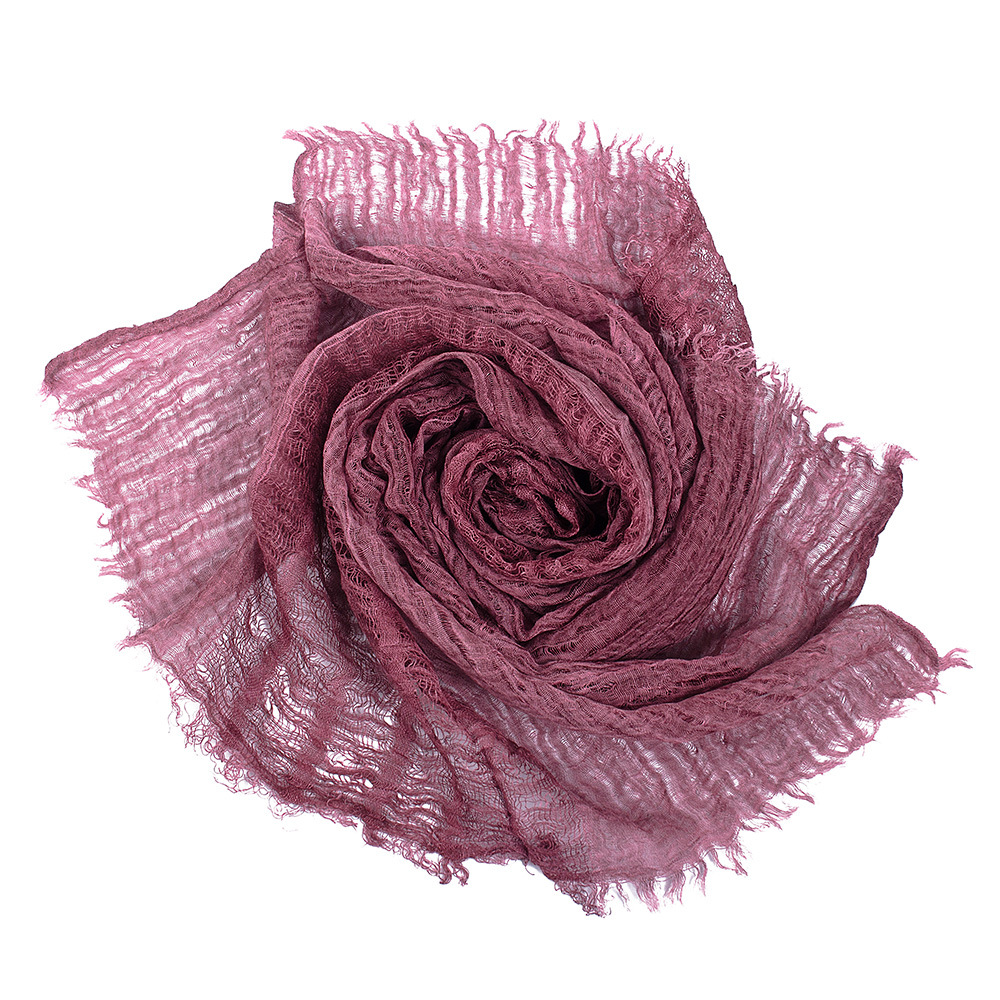 K505 2024 Spring and Summer Thin Solid Color Linen Scarf Tie-Dye Retro Style Women's Scarf Tassel Decoration Sunscreen Shawl
