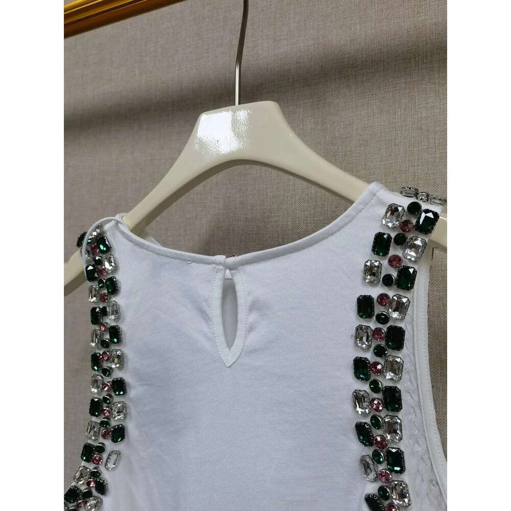 Designer Women's Clothing Dia-Inlaid Sleeveless Vest Fashionable, Simple Casual And Versatile Design T-Shirt Top For Women 25 Summer New Style