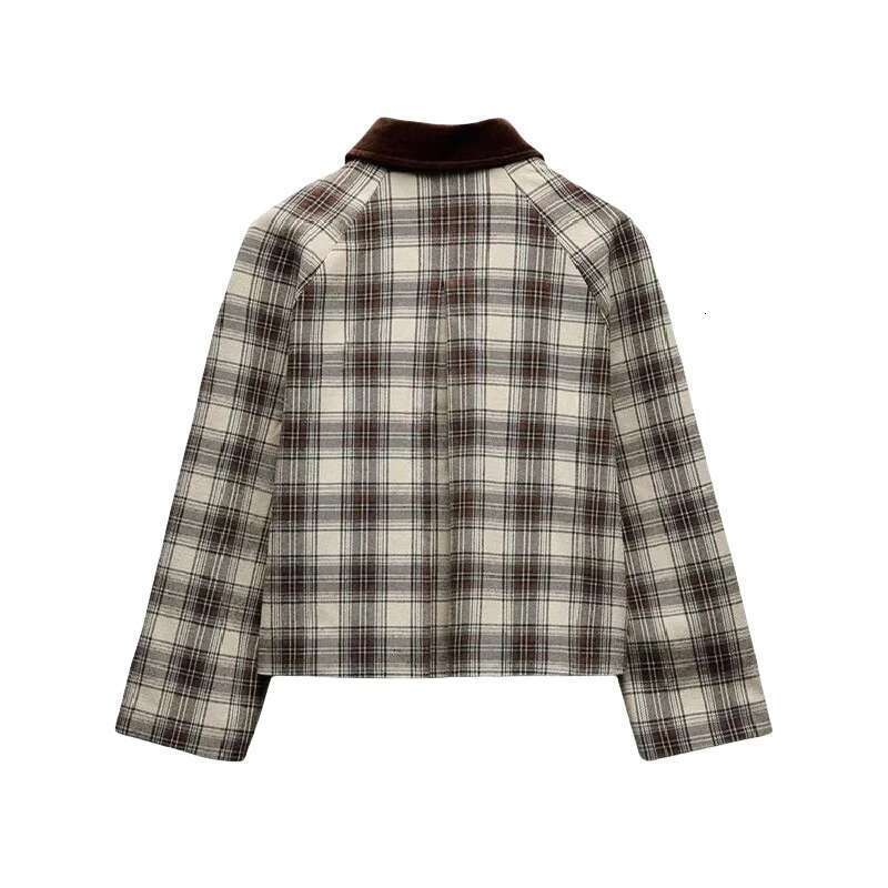 Designer Clothes 2025 RARA Spring New French Romantic Women's Retro Plaid Cape Long Sleeve Cotton POLO Collar Jacket