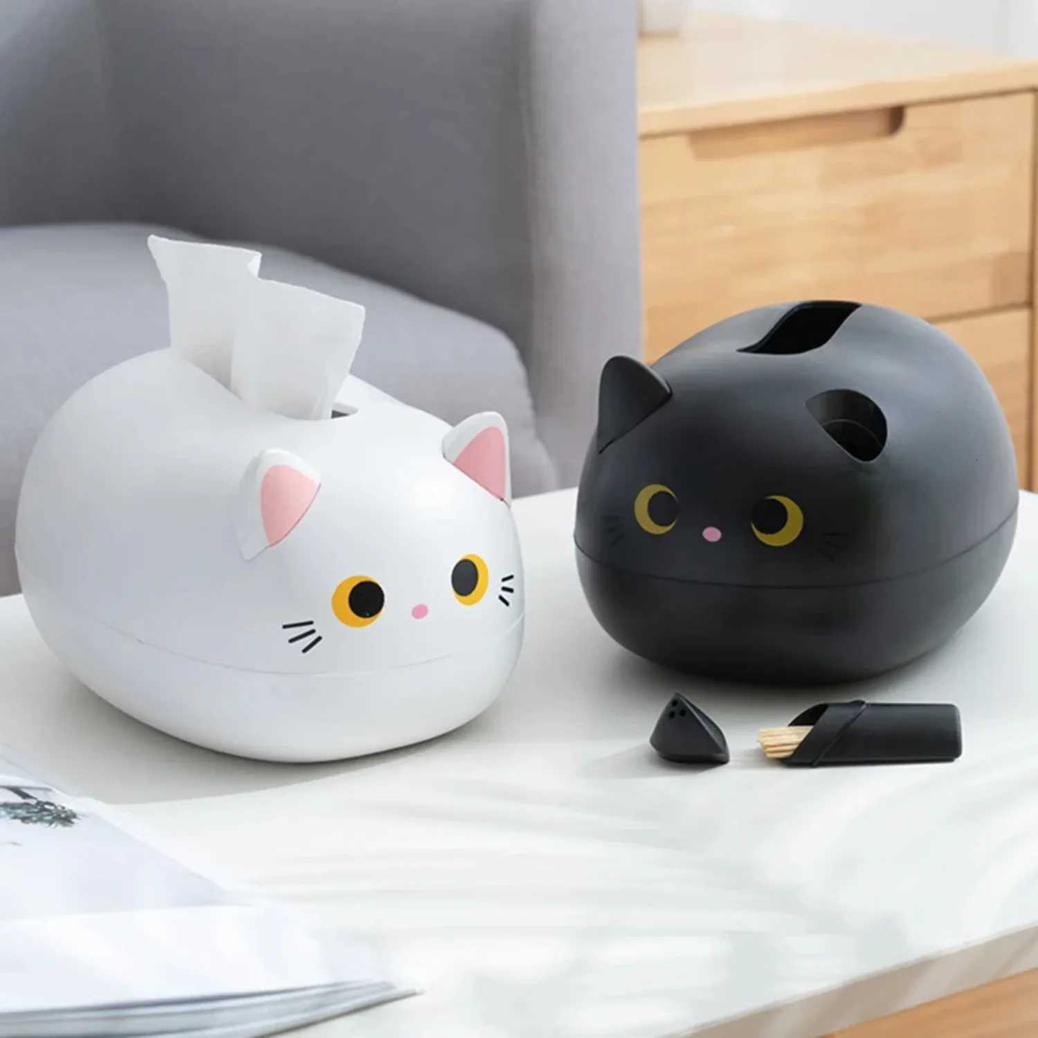 Kawaii Cat Tissue Box Napkin Box Wc Paper Container Desktop Toilet Paper Holder Nordic Style DecorationM251124