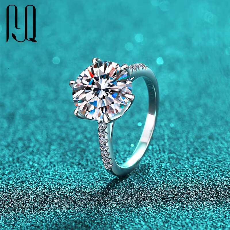 PYQ 5ct Fine Jewelry Moissanite 925 Sterling Silver Rings High End Moissanite Ring Big Stone Ring